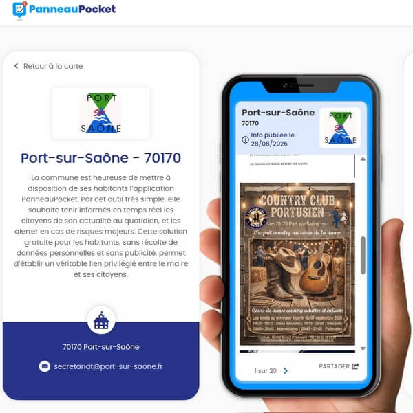 Publication Panneau pocket Port sur Saône du 28 août 2026 pour la rentrée des cours